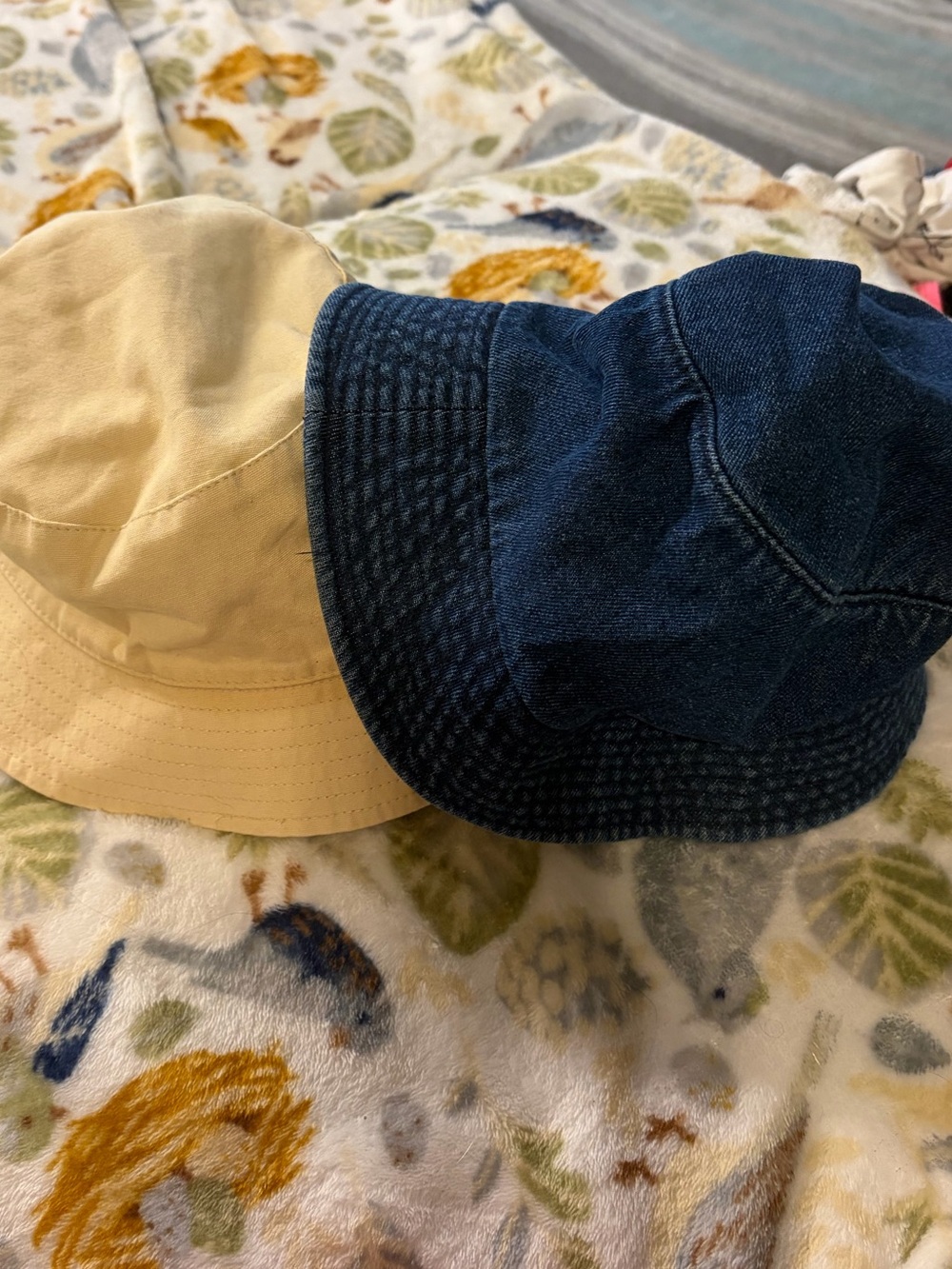 Mixit Reversible Bucket Hats in Cream and Navy